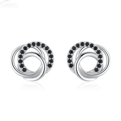 Dignified Hollow Multi-circle Zircon Design Earrings in Black - elegant, lightweight copper earrings