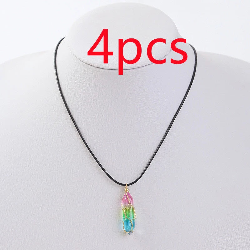 Women's transparent geometric diamond crystal necklace in various colours