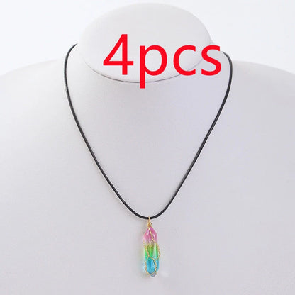 Women's transparent geometric diamond crystal necklace in various colours