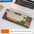 Free Wolf M87 wireless Bluetooth dual-mode keyboard shown in one of four colour options: blueberry, cheese, coffee, or shimmer.