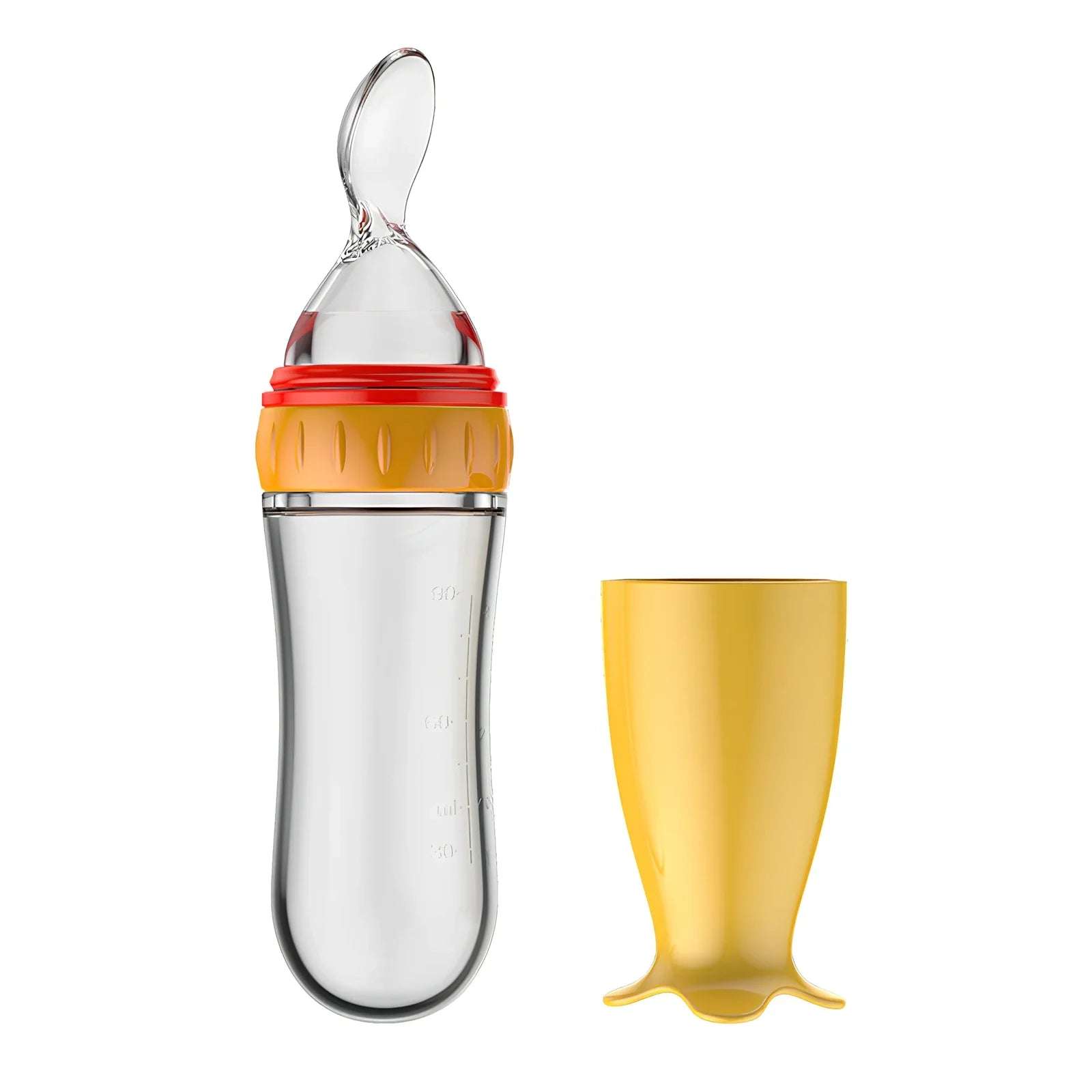 Blue baby spoon bottle feeder, 120ml capacity, food-grade silicone and PP, for 3 months semi-liquid feeding