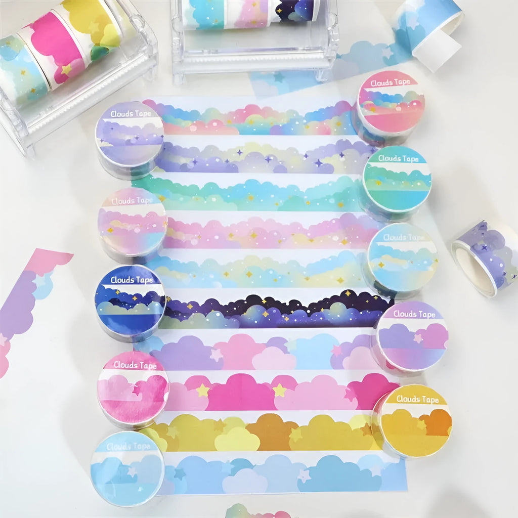 Stars and clouds border pattern washi tape on Japanese paper backing with 24mm width
