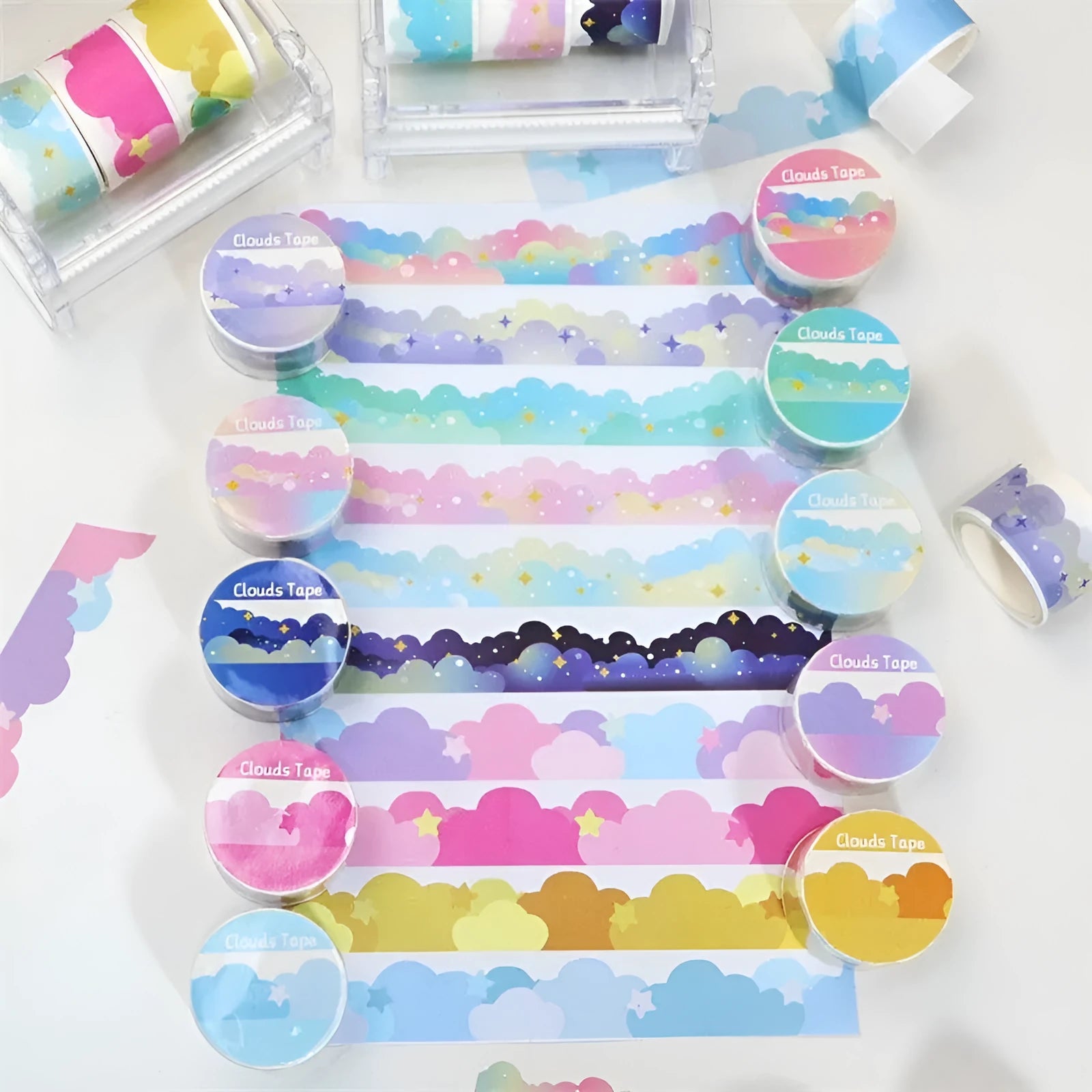 Stars and clouds border pattern washi tape on Japanese paper backing with 24mm width