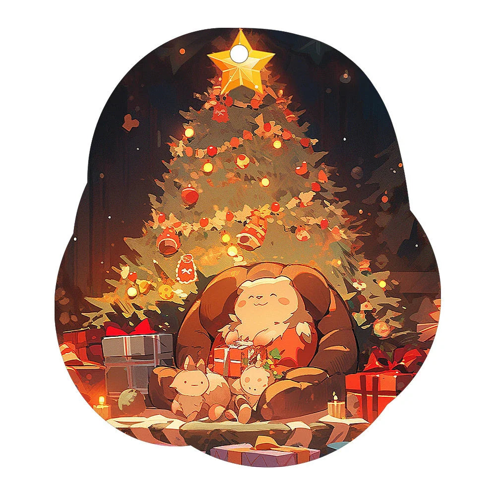 A charming acrylic car-shaped ornament with vibrant colors and a reflective finish, perfect for Christmas decor.