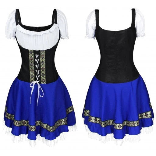 Halloween Maid Uniform Barmaid Dress in classic design with ribbon accessory