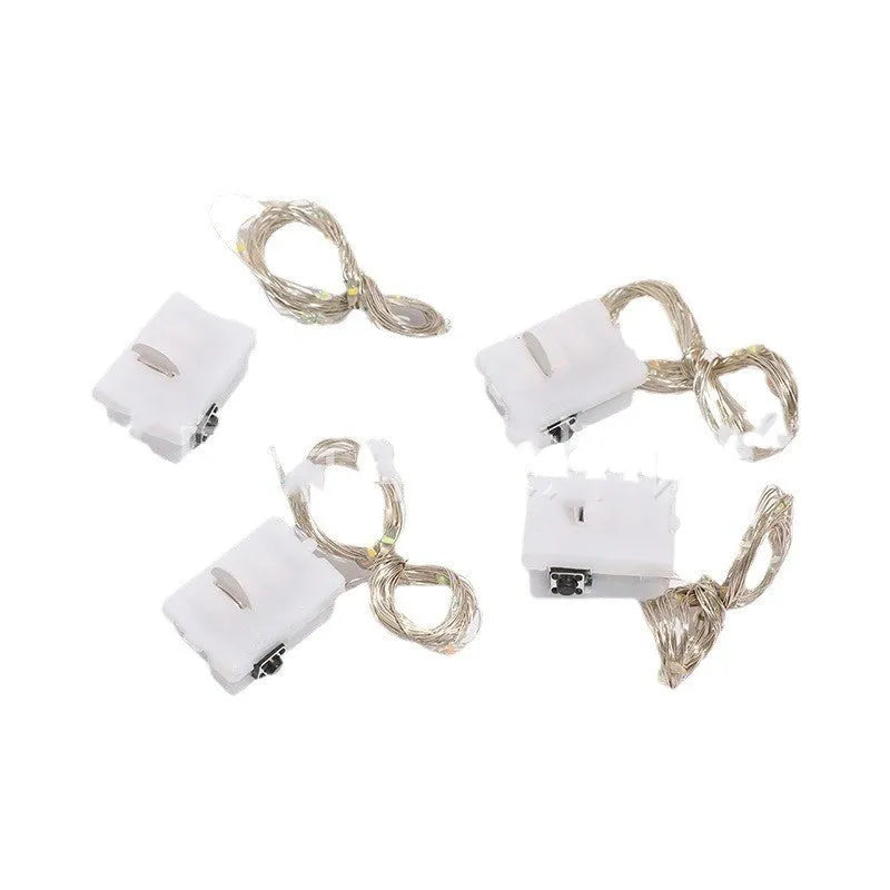 LED copper wire light set 0.2m with four warm white lights three-gear button battery powered