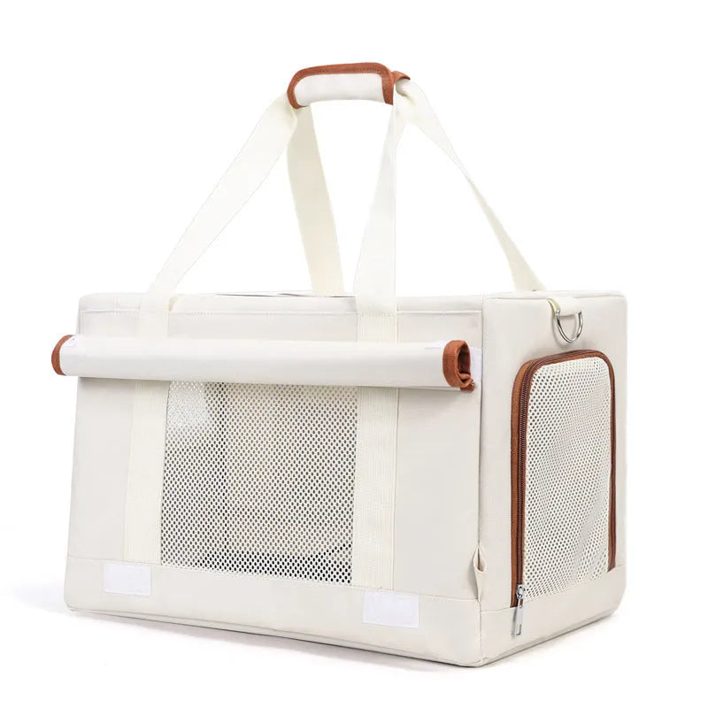 Pet trolley double-deck bus cat bag in solid colour with wheels and nylon body
