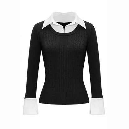 Black solid colour women's viscose pullover top showing front view with pullover styling
