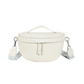 Ladies black top grain cowhide leather crossbody bag with single shoulder strap, 25cm wide