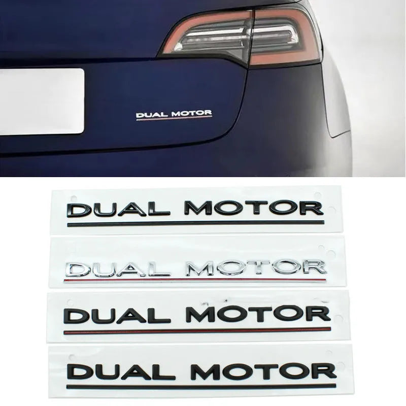 Tesla Model 3 double motor performance badge sticker in ABS plastic.