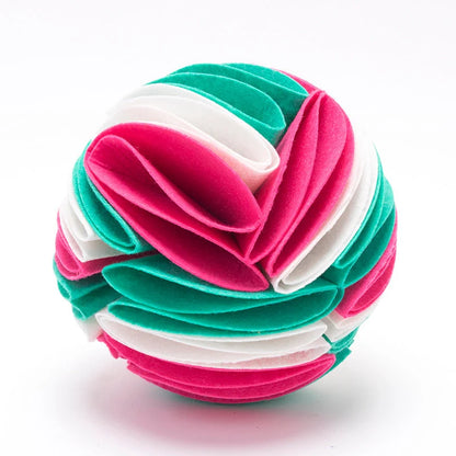Foldable Dog Snuffle Ball in various colors for pet training and feeding