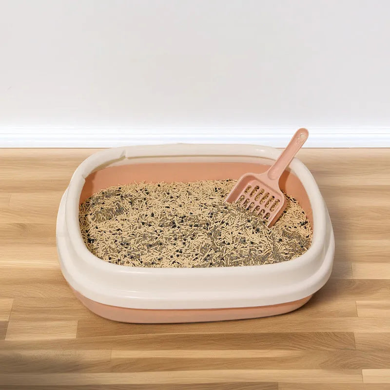 Plastic pet toilet bedpan training tray with scoop, anti-splash design, blue colour, medium size
