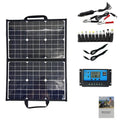 Black folding bag containing a 40W single crystal solar panel for portable outdoor charging.