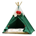 A semi-closed cloth cat house with a thickened bed, shown in brown and white mat colour options.