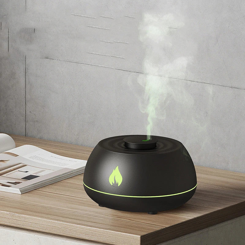 Soothing Flame Humidifier with 7-Color Lighting, Essential Oil Diffuser, and Automatic Shut-Off Feature
