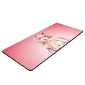 Pink Darling anime cloth keyboard mat on a desk with a mouse and keyboard