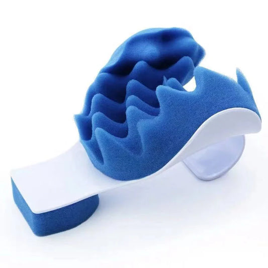 Blue neck cushion with premium sponge and polypropylene construction for superior comfort and support