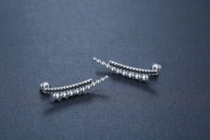 Long slimming zircon copper earrings with black round beads for women