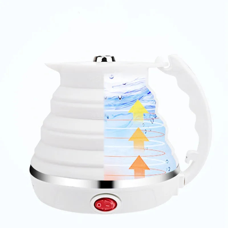 Car folding electric heating kettle 12V portable with silicone body and cup holder