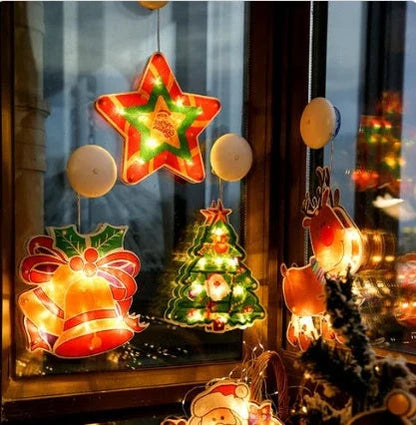 Santa Claus LED suction cup window hanging lights for Christmas decoration
