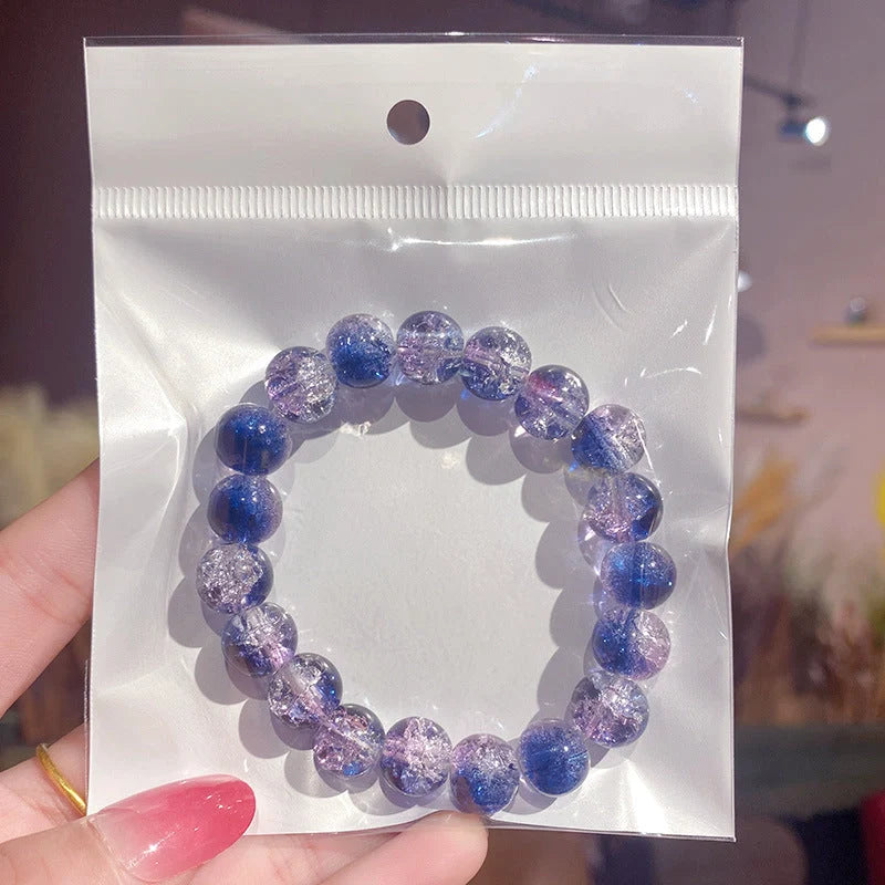 Unisex ice-permeable floral beaded bracelet with geometric design and round elements