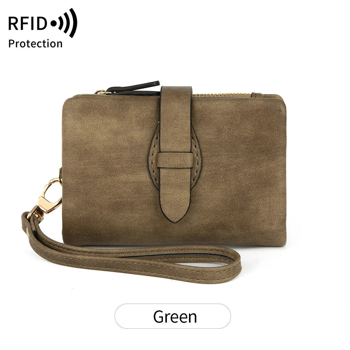 RFID blocking women's wallet in solid colour short style with soft PU material, available in multiple colours