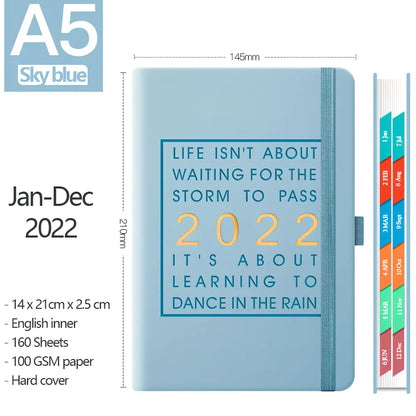 Red A5 imitation leather notebook with French fold binding and 100gsm pages, weighing 540g