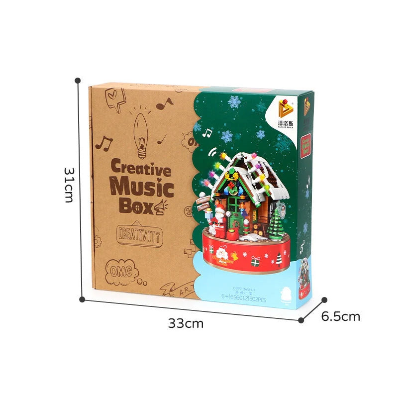 DIY LED Music Box Christmas Tree Ornaments set with over 502 building blocks