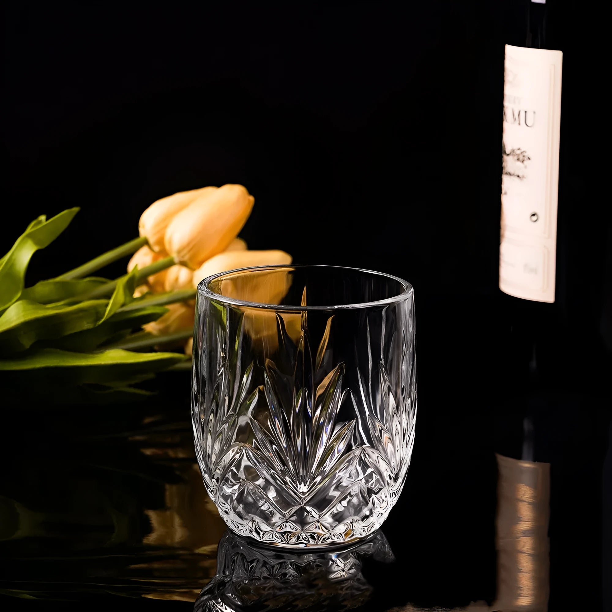 Crystal whiskey shot glass with thick bottom in various colour styles