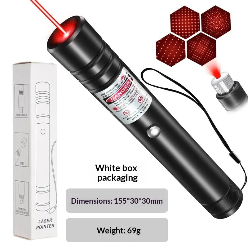 USB-charging cat laser pointer black aluminium alloy with green light and starry-sky rotating head