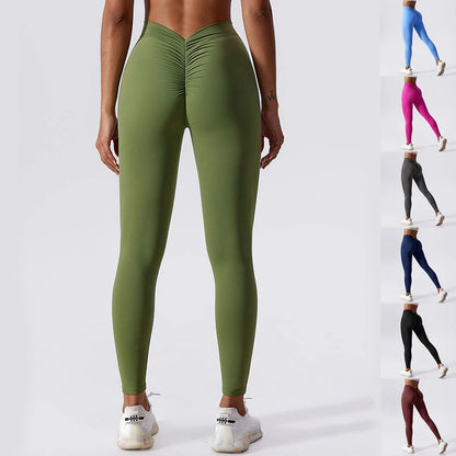 Slim yoga fitness pants in various colours with quick-dry nylon fabric and hip-lifting design