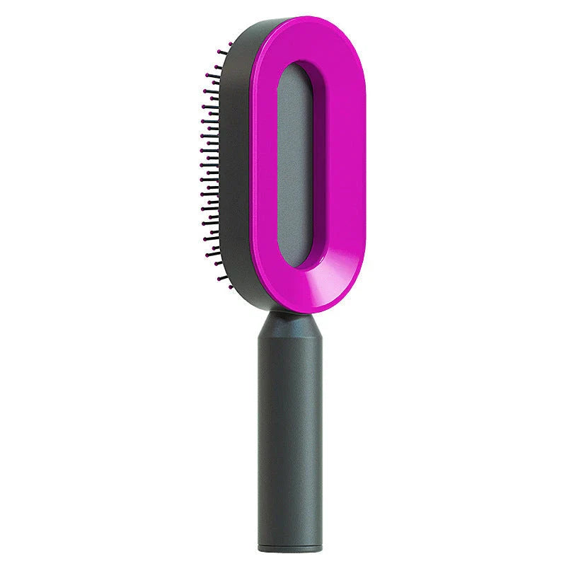 3D Air Cushion Hair Brush in elegant white, showcasing wide comb teeth and ergonomic handle