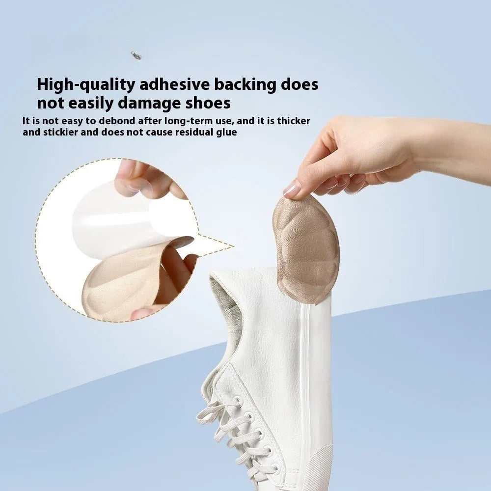 Three pairs of camel-coloured anti-slip heel cushion pads with clip-style design