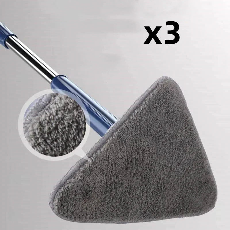 Extendable Triangle Mop with 360° rotatable head for deep cleaning in blue and white
