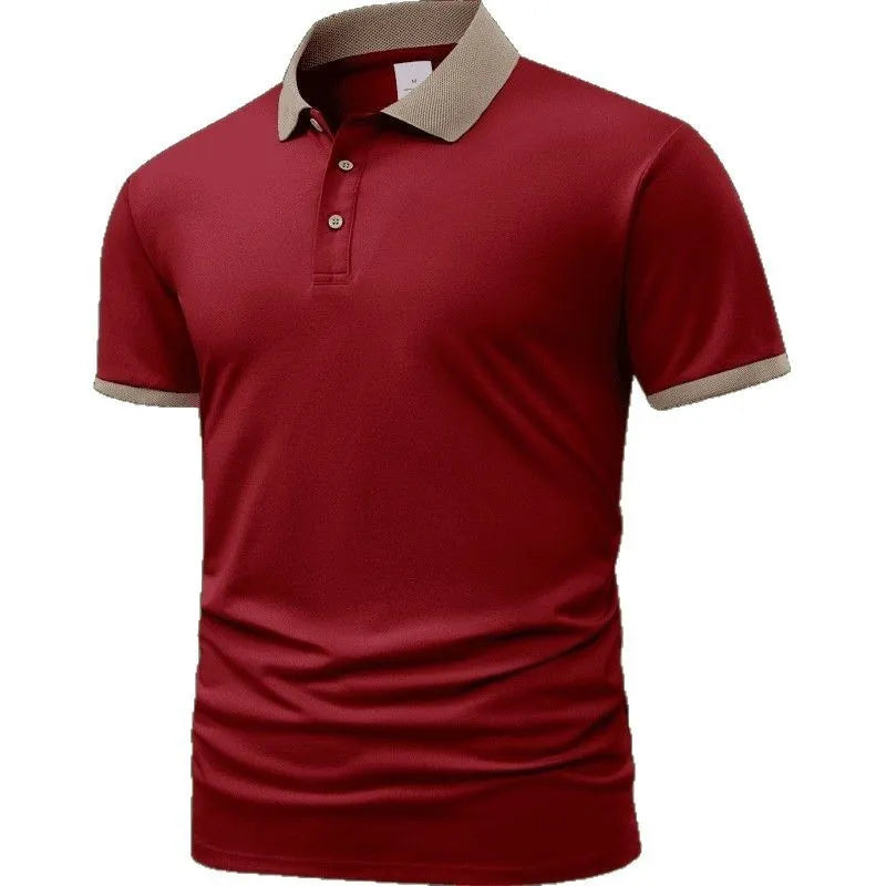 Ice silk polyester polo shirt with short sleeves and printed flocking detail in various colour options