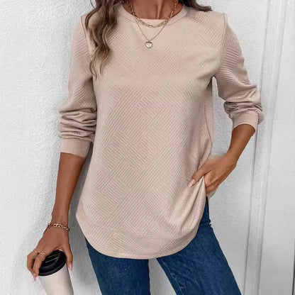 Women's Casual Long Sleeve Crew Neck Shirt in various colors