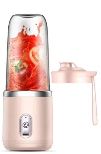 Tunisian dark blue portable blender and juicer with six blades, USB cable, and 400ml cup.