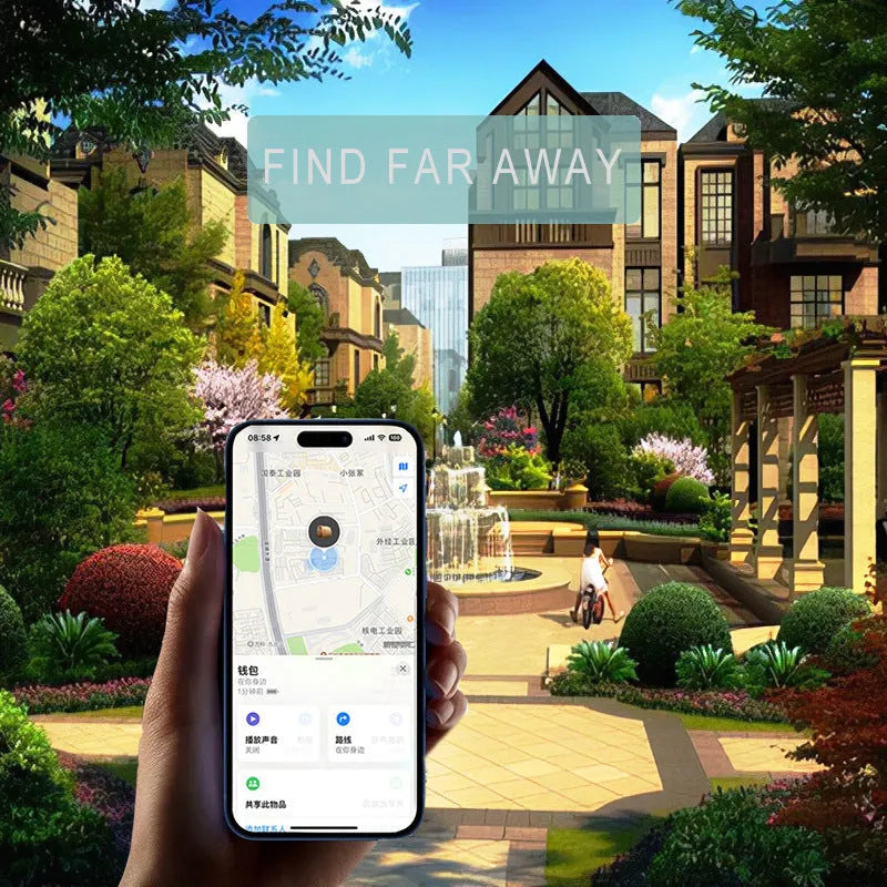 Card-shaped global positioning search locator in ABS material with slim profile for iPhone users