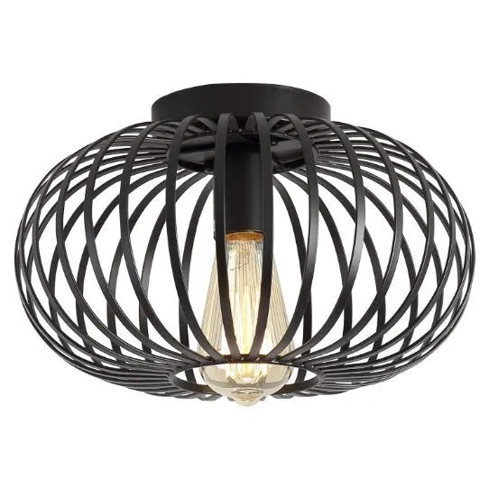 Modern minimalist round ceiling light iron body acrylic lampshade black finish