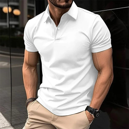 Men's short sleeve cotton polo shirt in a variety of classic colors and sizes