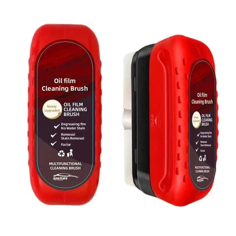 Automotive oil film cleaning brush with hydrophobic effect for windshield clarity