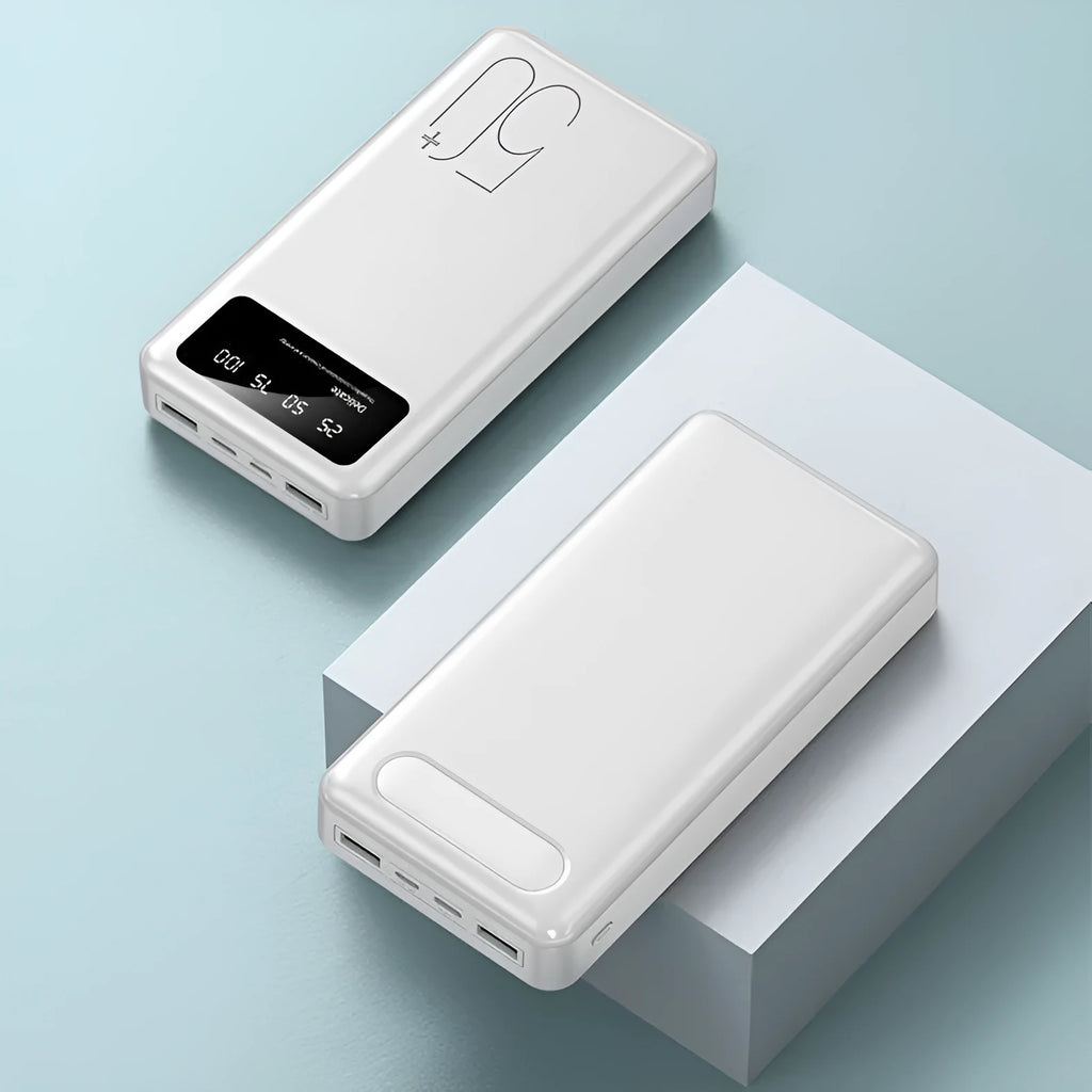 50000 mAh fabric texture portable power bank with LED LCD display in black and white options