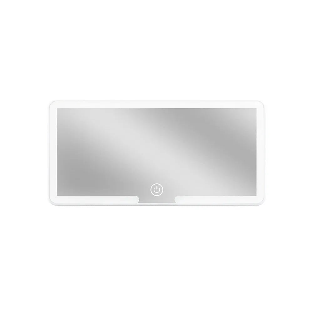 Automotive sun louver makeup mirror with LED light and dimming function showing 24cm width