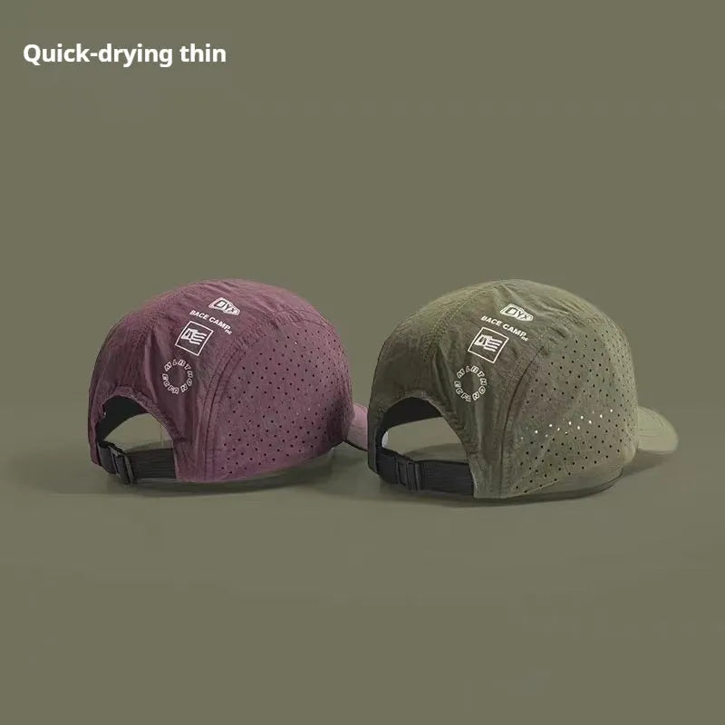 Men's purple breathable mesh baseball cap with adjustable strap and dome crown.
