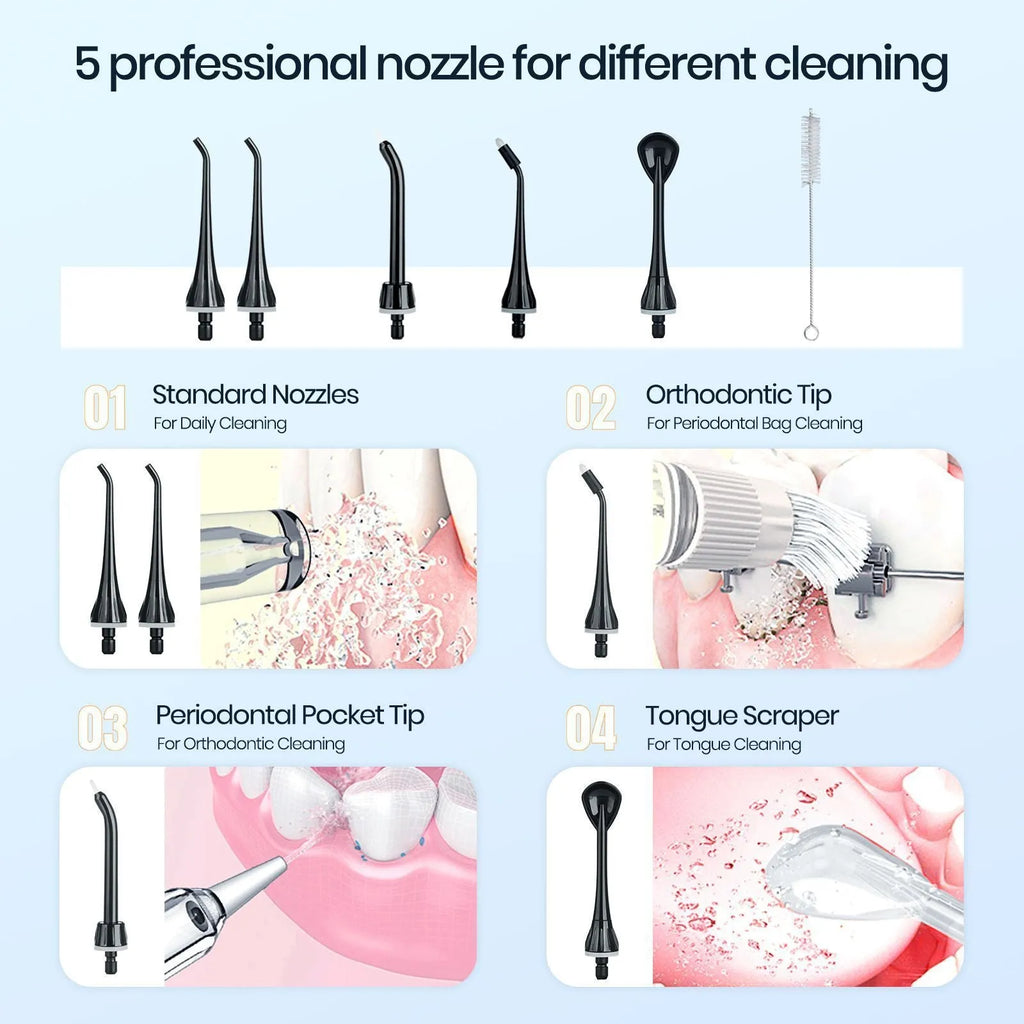 Black Prooral Mornwell portable oral irrigator with water reservoir and charging base