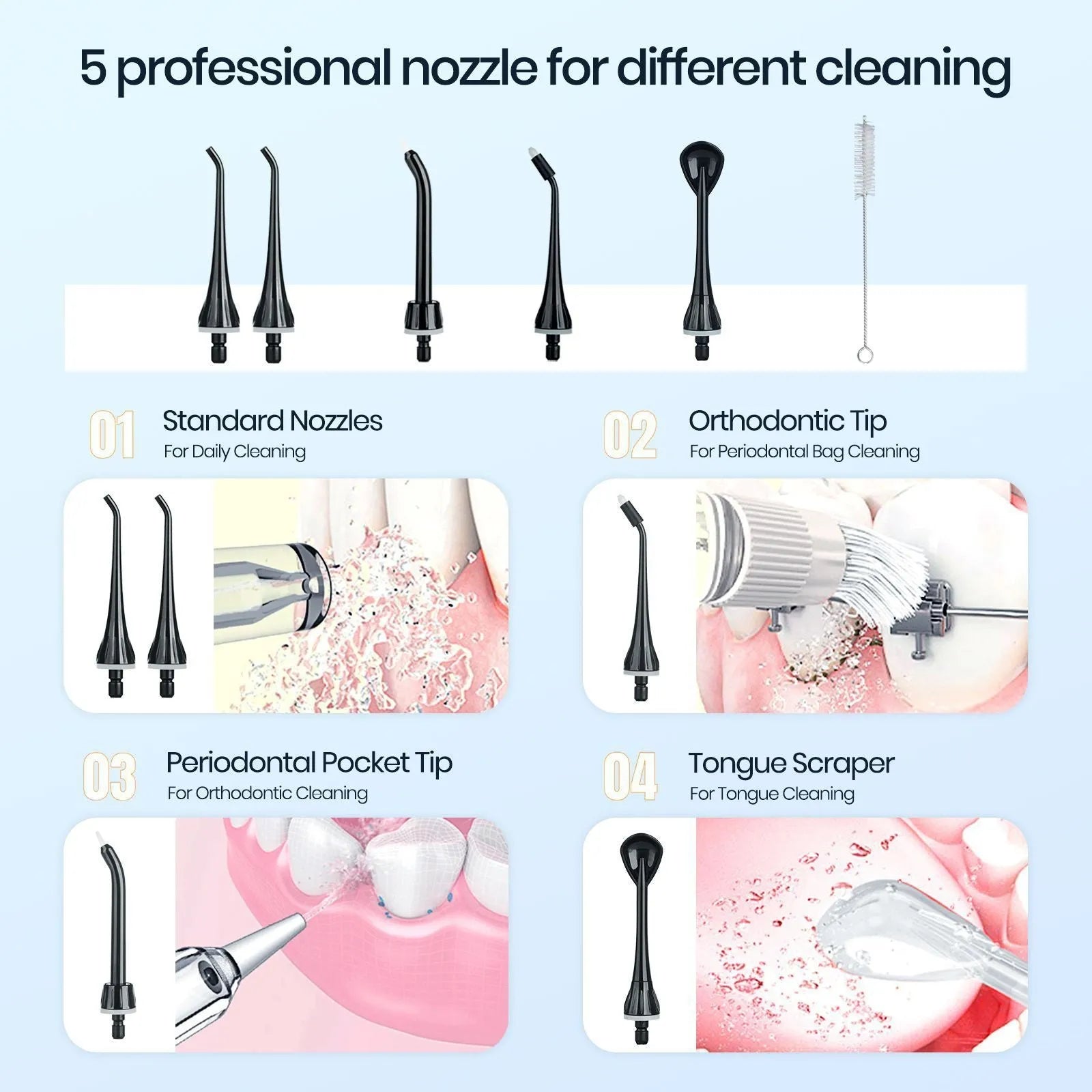 Black Prooral Mornwell portable oral irrigator with water reservoir and charging base
