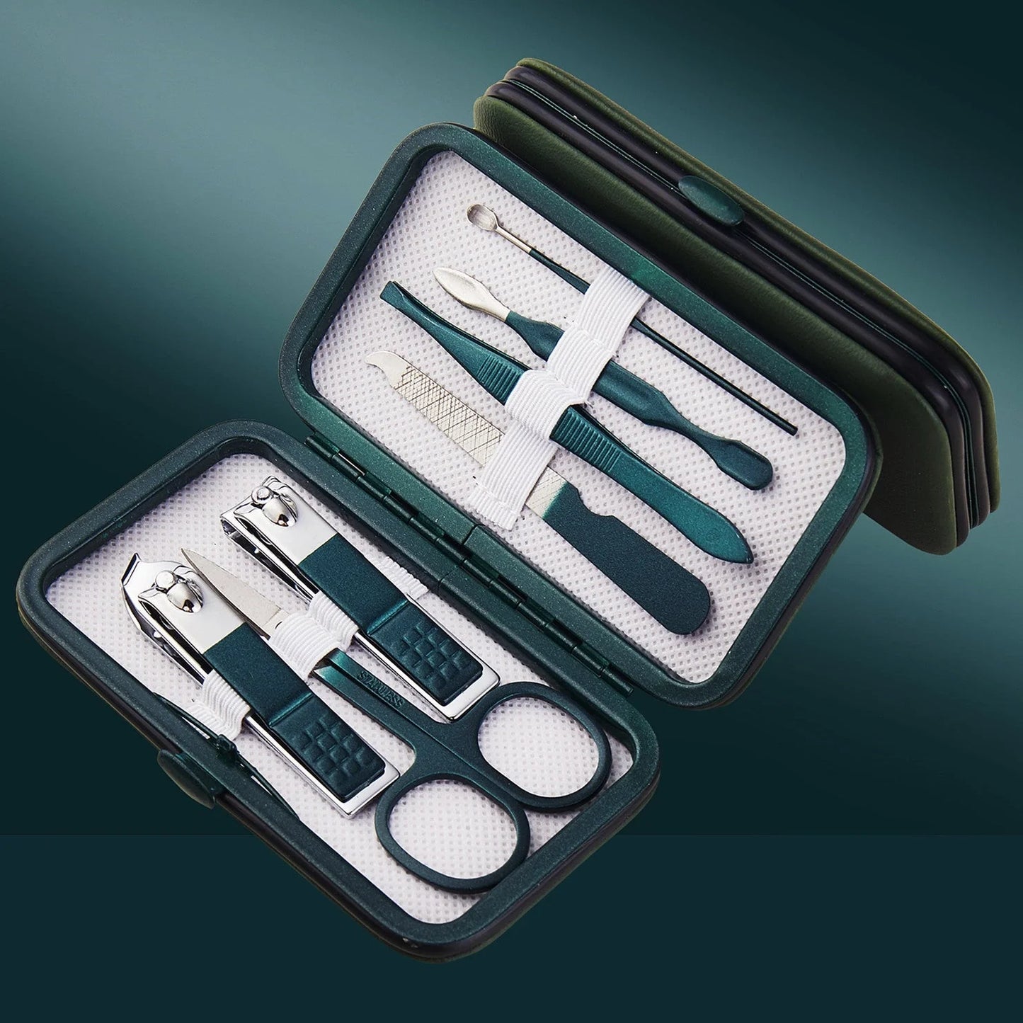 Emerald green stainless steel pedicure knife nail clippers set