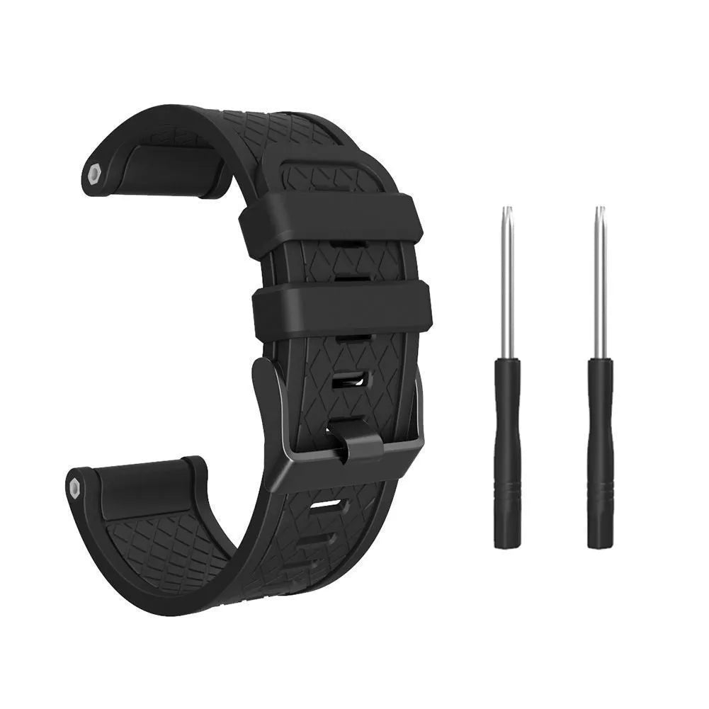 26mm wide black silicone watch strap with stainless steel button for Jiaming watches