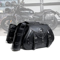 Pair of casual punk style leather motorcycle bags, 16cm by 37cm by 29cm, for motorcycles and electric cars