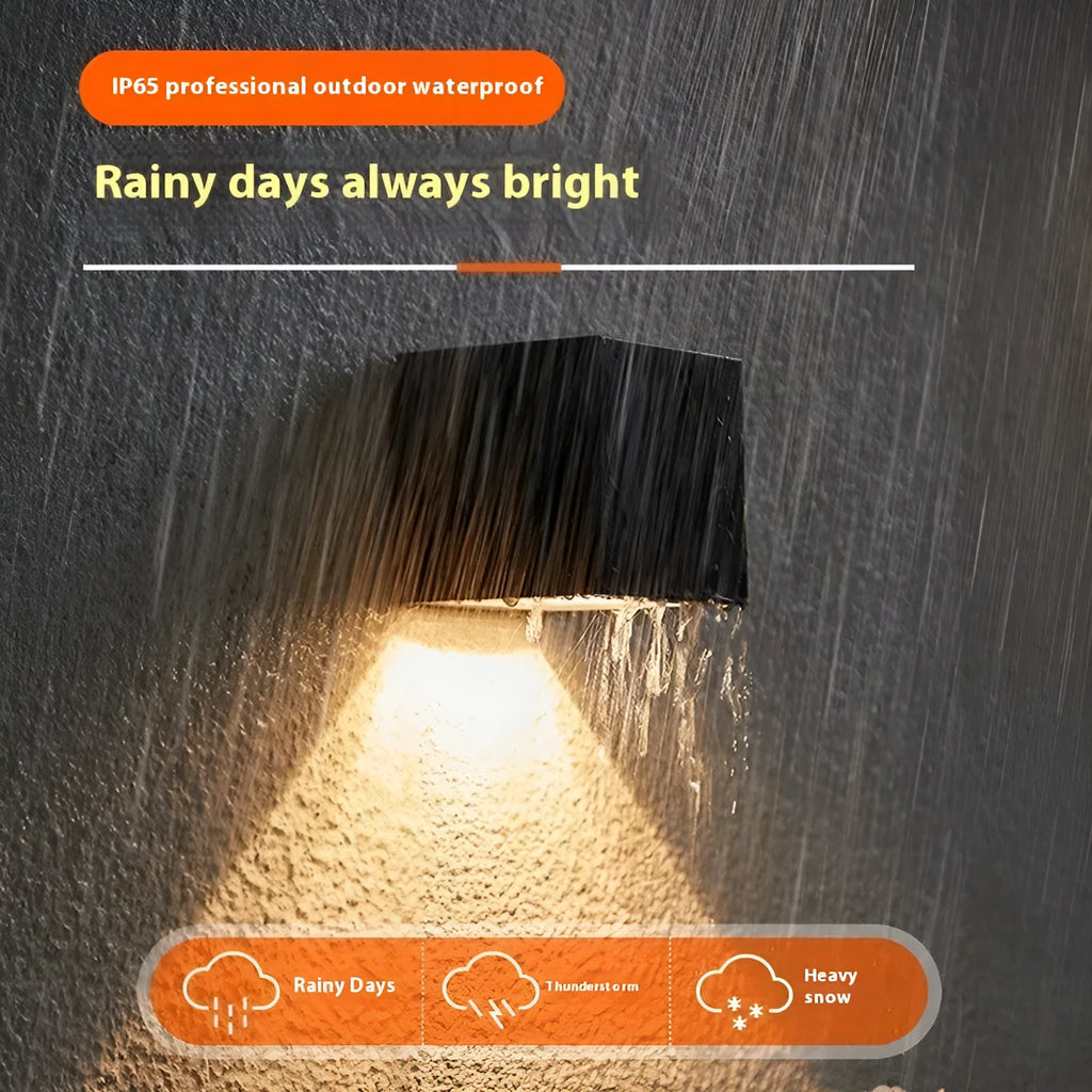 Solar outdoor wall lamp with warm light, IPX4 waterproof, ABS shell, available in 80x80mm or 98x98mm